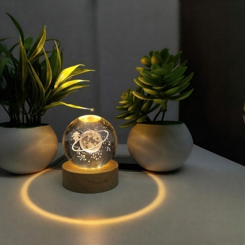 3D LED Night Lamp – Girl Walking Around the Earth in Space